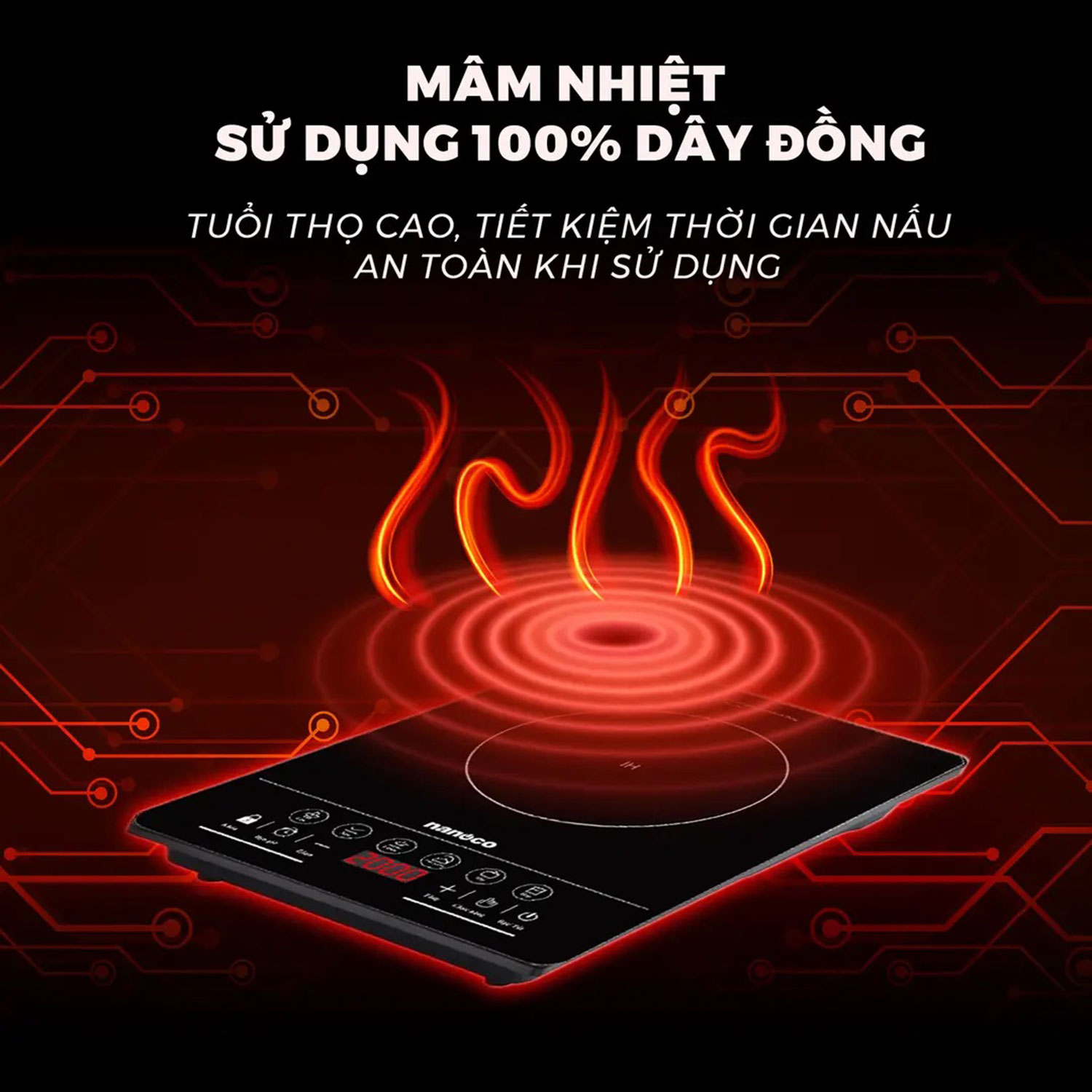 Bếp điện từ đơn Nanoco Model NICY660 (cảm ứng, công suất 1800-2000W)