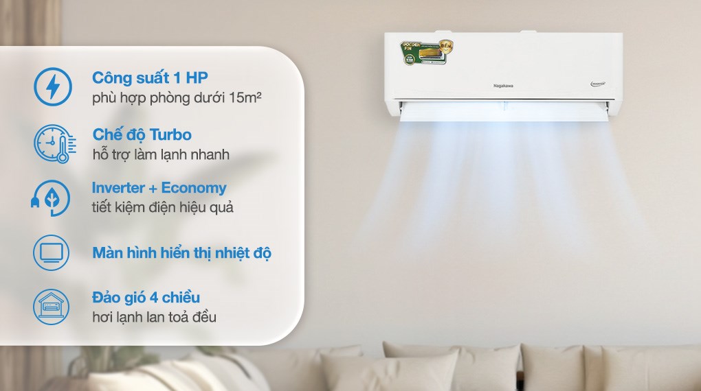 Máy lạnh Nagakawa Inverter 1 HP NIS-C09R2T62