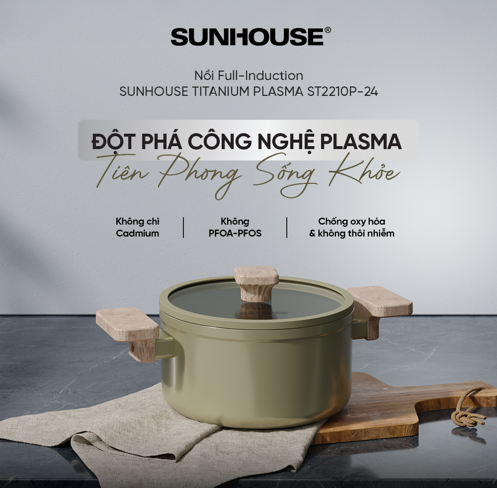 Nồi full-induction Sunhouse Titanium Plasma ST2210P-24 (24cm)