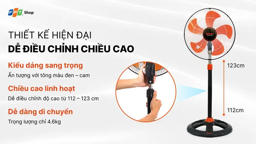 Quạt đứng Senko 5 cánh DCN1809 75W