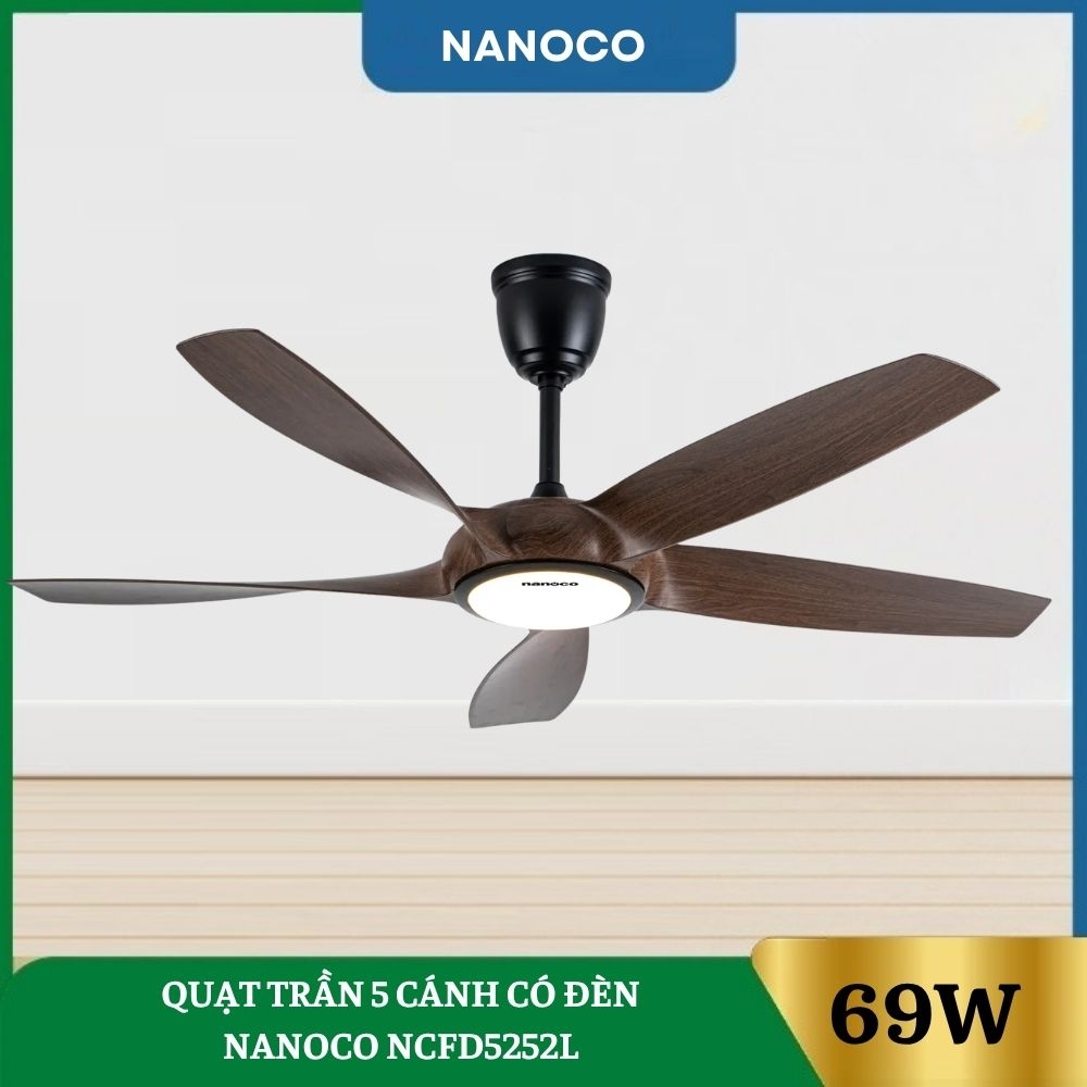 Quạt trần đèn Nanoco NCFD5252L 5 cánh Ø132cm