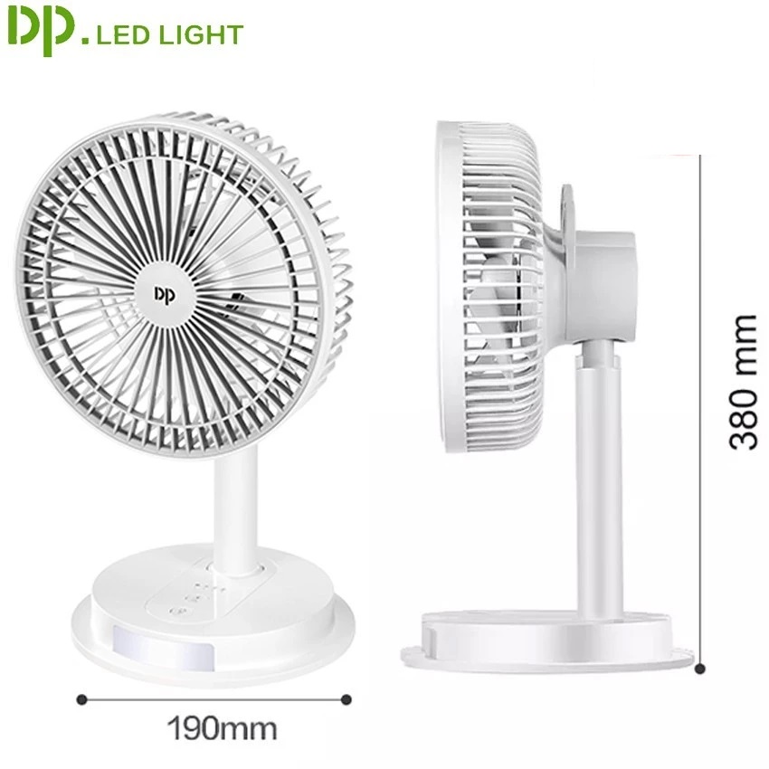 QUẠT SẠC CAO CẤP DP7627 CÓ ĐÈN LED CAO 38 CM | DUNG LƯỢNG PIN RỜI 4000Mah