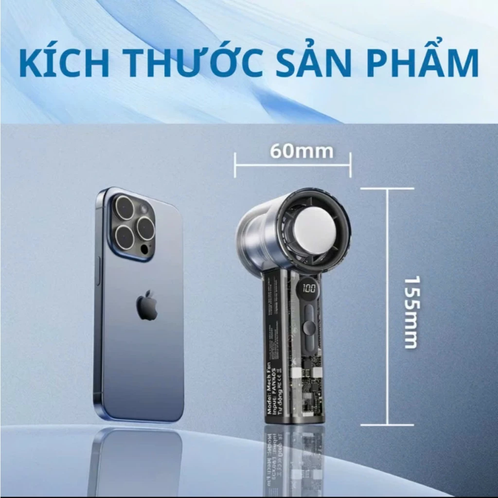 Quạt Cầm Tay Sò Lạnh X05 Làm Mát Đến 16 Độ 100 Tốc Độ Gió Giảm Ồn Dây sạc Type C