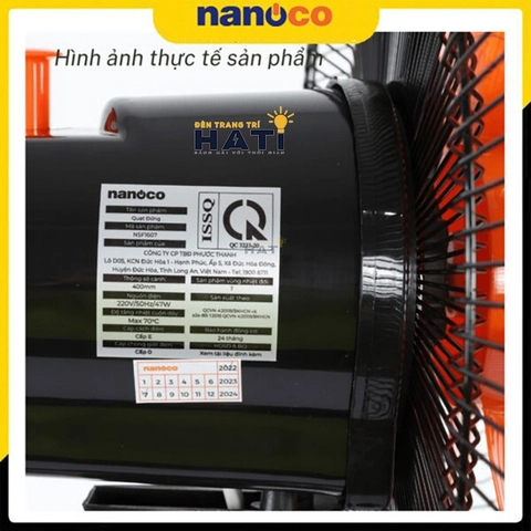 Quạt đứng thân sắt Nanoco NSF1607, 47W, màu đen cam