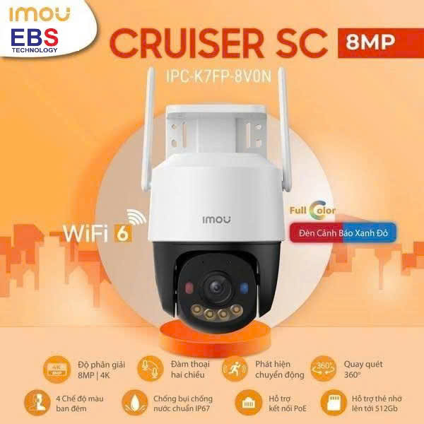 Camera Wifi PT Cruiser SC 8MP IMOU IPC-K7FP-8V0N