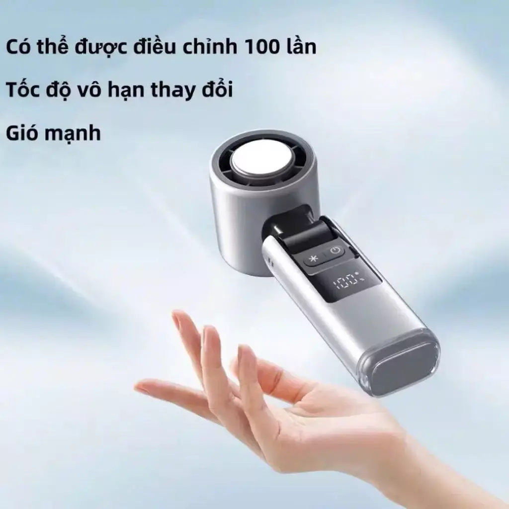 Quạt Mini Cầm Tay Turbo Sò Lạnh K801 | Kèm Cáp Sạc Dây Đeo Cổ