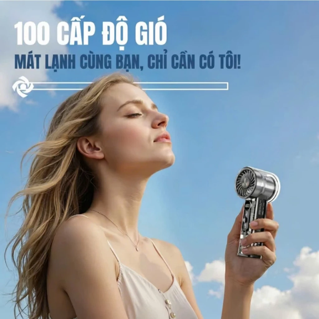 Quạt Cầm Tay Sò Lạnh X05 Làm Mát Đến 16 Độ 100 Tốc Độ Gió Giảm Ồn Dây sạc Type C
