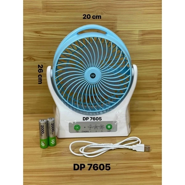 QUẠT SẠC SIÊU MÁT DP 7605 - 3 TỐC ĐỘ GIÓ - ĐÈN LED