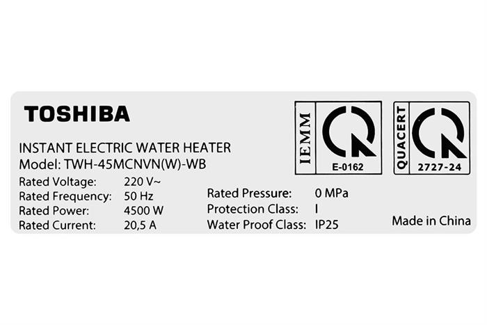 Máy nước nóng trực tiếp không bơm TWH-45MCNVN(S)-WB (xám) Toshiba