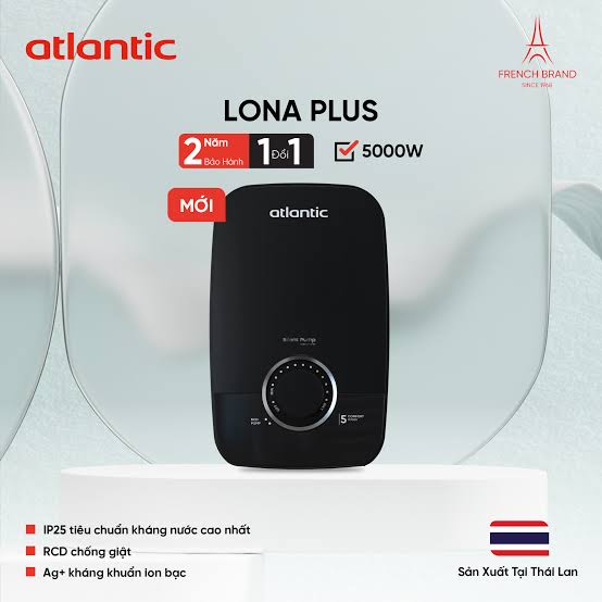 Máy nước nóng trực tiếp có bơm Atlantic 5000W Lona Plus PU