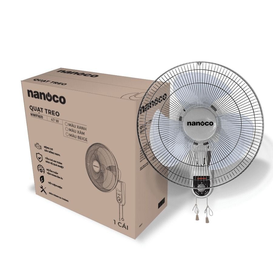 Quạt treo tường 2 dây Nanoco model NWF1611