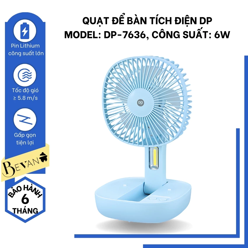 Quạt sạc điện DP-7636 sang trọng