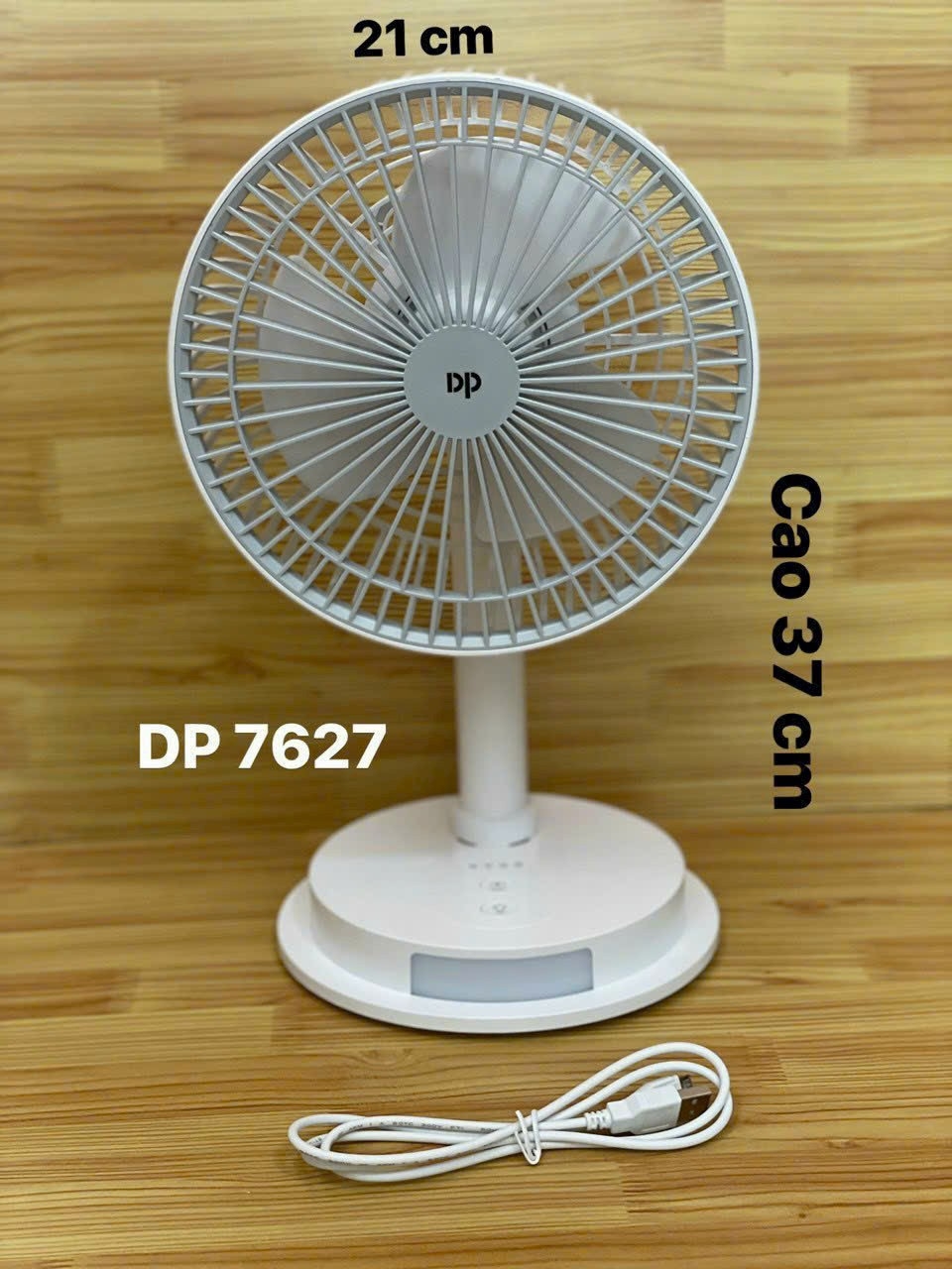 QUẠT SẠC CAO CẤP DP7627 CÓ ĐÈN LED CAO 38 CM | DUNG LƯỢNG PIN RỜI 4000Mah
