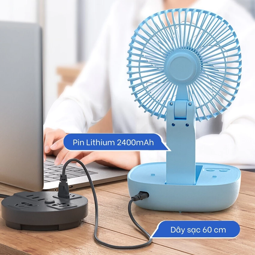 Quạt sạc điện DP-7636 sang trọng