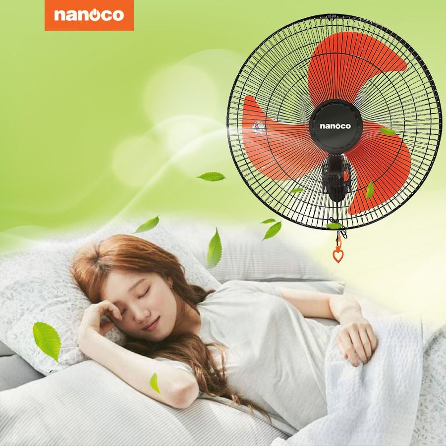 Quạt treo Nanoco model NWF1822 màu đen cam