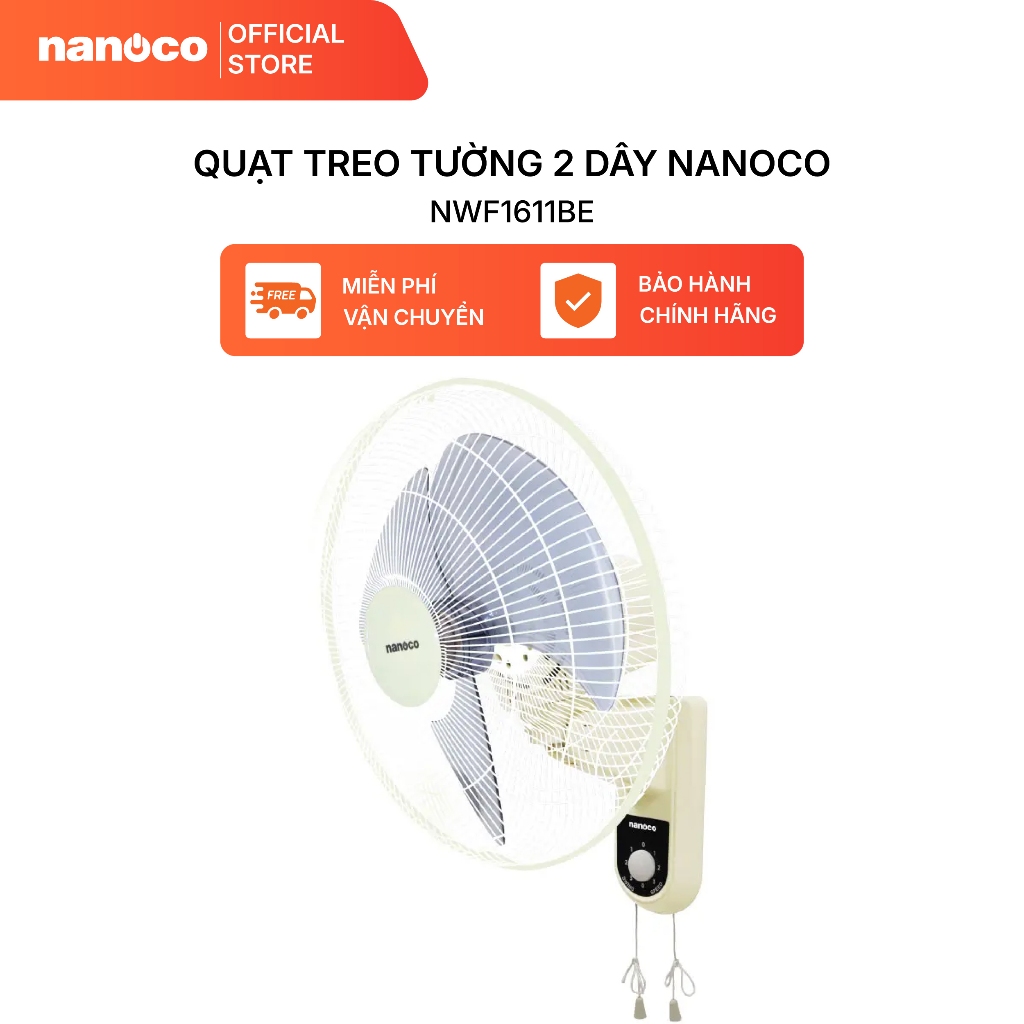Quạt treo tường 2 dây Nanoco model NWF1611