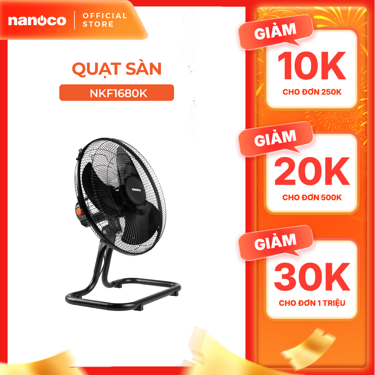Quạt sàn 47W Nanoco NKF1680K