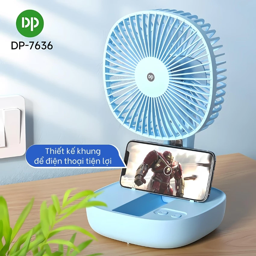 Quạt sạc điện DP-7636 sang trọng