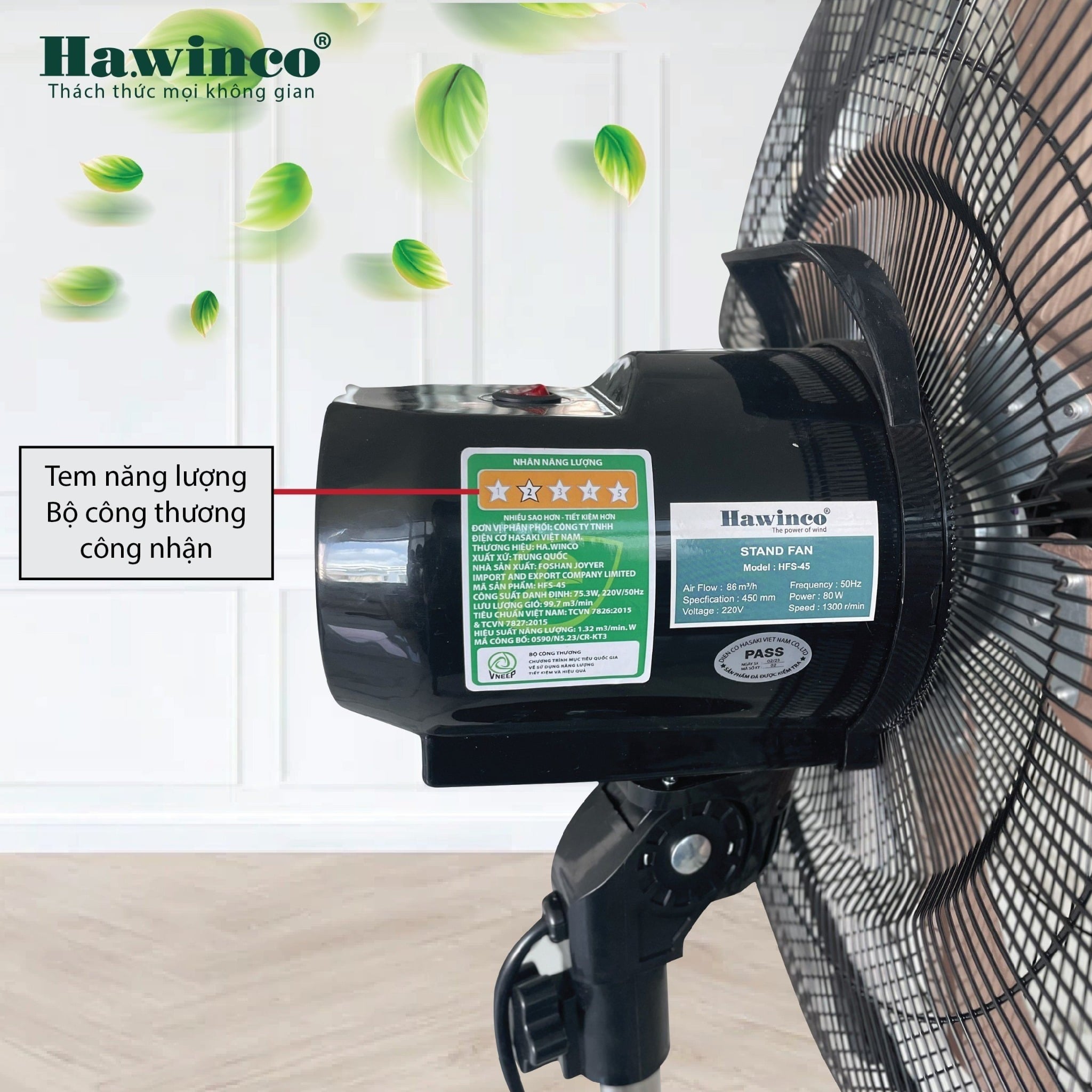 Quạt sàn HFE45 80w D45 Hawin