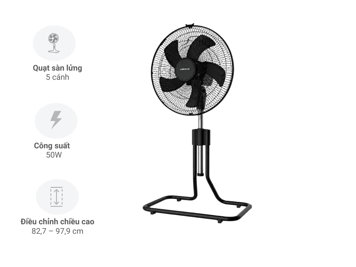 Quạt sàn lửng Nanoco NPF1685K màu đen