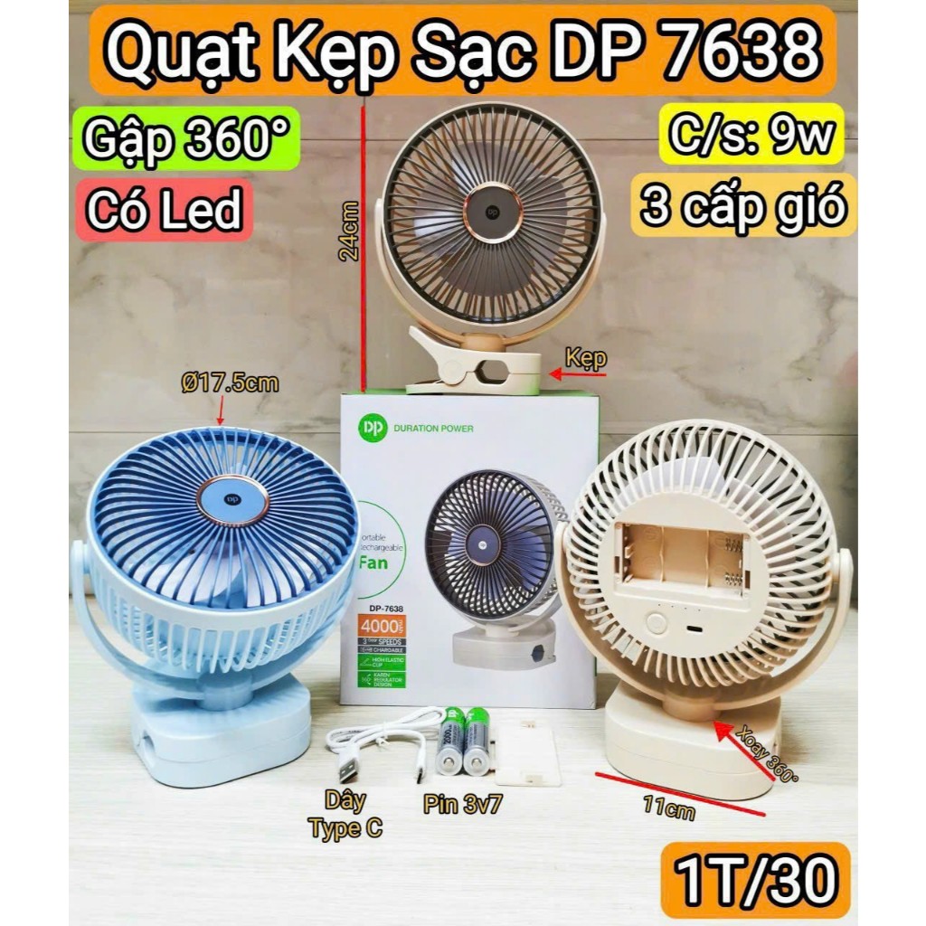 QUẠT SẠC MINI KẸP DP-7638