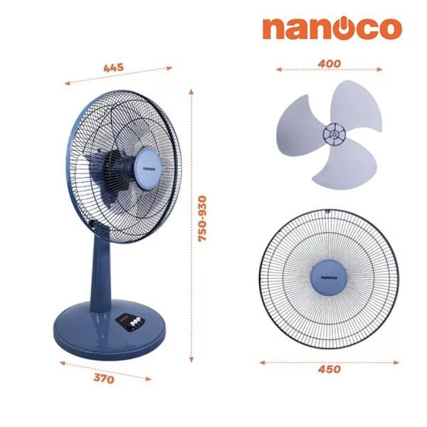 Quạt lửng Nanoco NLF1624RC-BE Remote