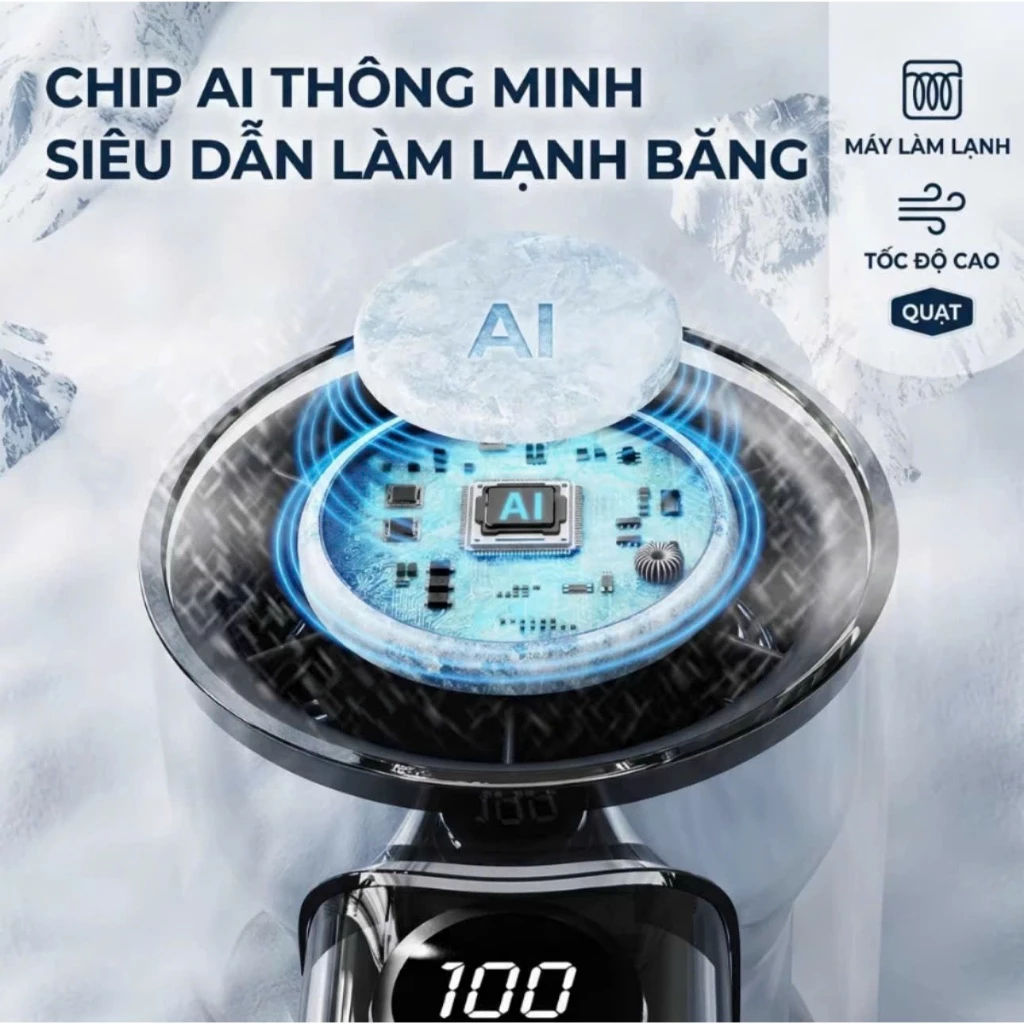 Quạt Cầm Tay Sò Lạnh X05 Làm Mát Đến 16 Độ 100 Tốc Độ Gió Giảm Ồn Dây sạc Type C