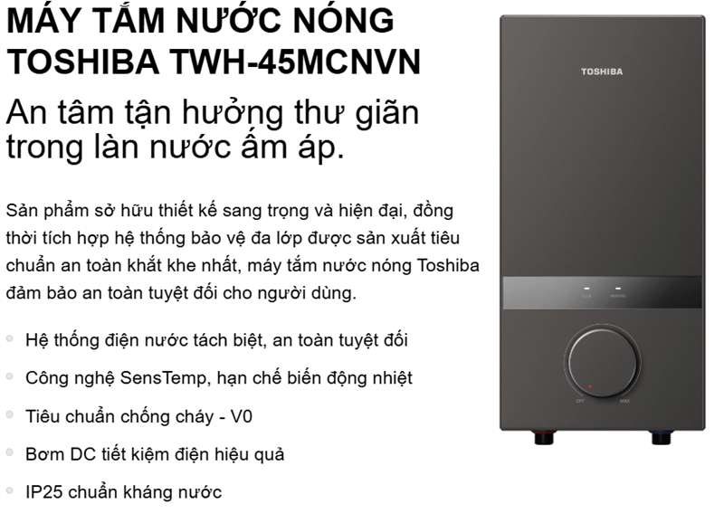 Máy nước nóng trực tiếp có bơm TWH-45MCPVN(S)-WB (xám) Toshiba