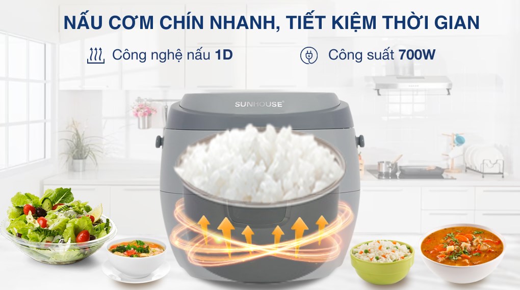Nồi cơm nắp gài Sunhouse 1.8 lít SHD8663G