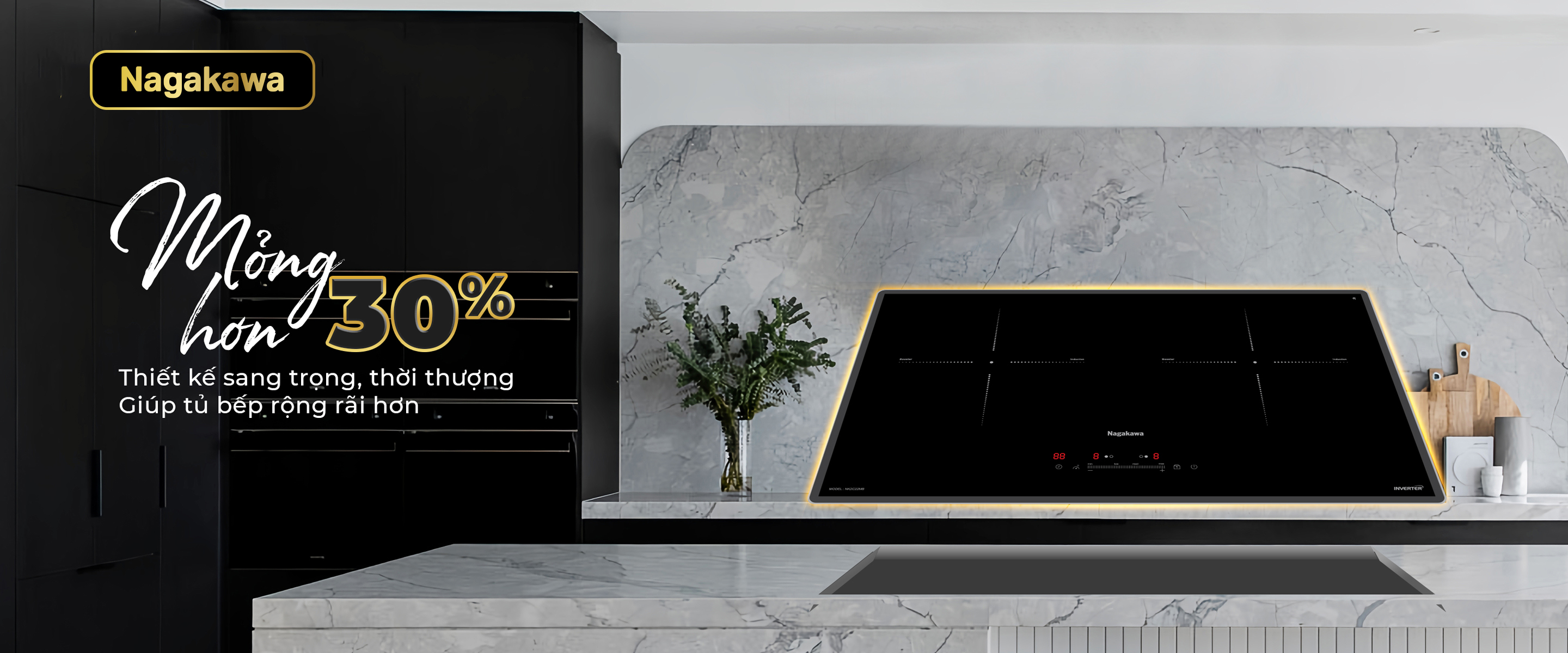Bếp từ đôi Nagakawa UltraSlim NK2C22MB