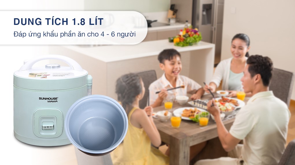 Nồi cơm nắp gài Sunhouse Mama 1.8 lít SHD8665B