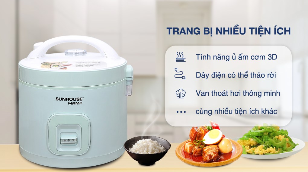 Nồi cơm nắp gài Sunhouse Mama 1.2 lít SHD8265B