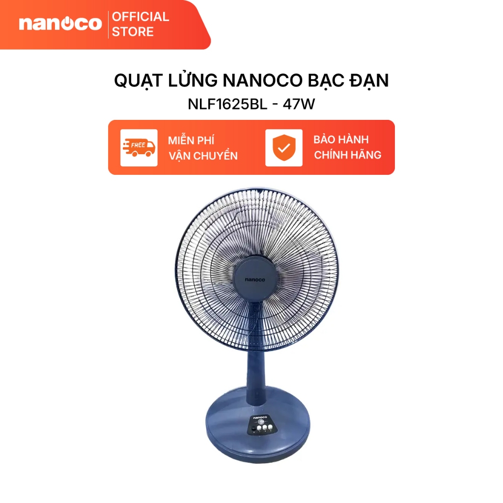 Quạt lửng Nanoco bạc đạn công suất 47W model NLF1625 (màu xanh/hồng/ghi)