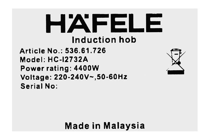 Bếp từ đôi âm Hafele HC-I2732A (536.61.726) 4400W