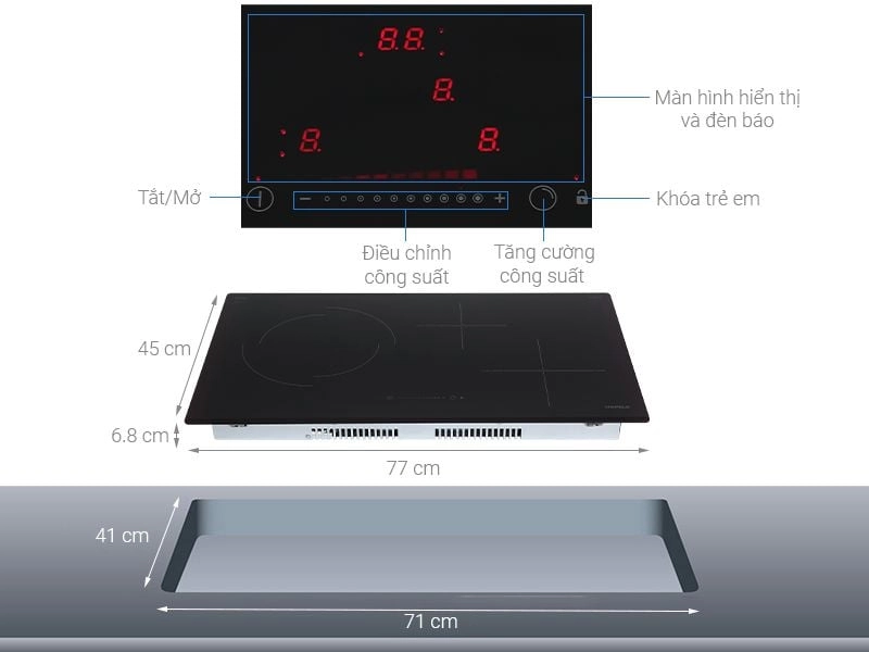 Bếp từ kết hợp điện 3 vùng nấu Hafele HC-M773D