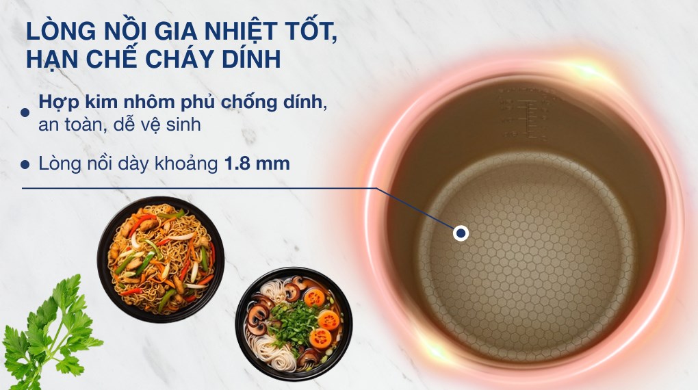 Nồi cơm nắp gài Sunhouse 1.8 lít SHD8663G