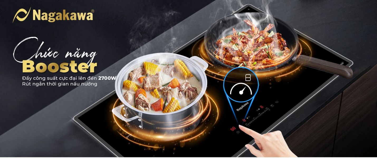 Bếp từ đôi Nagakawa UltraSlim NK2C22MB