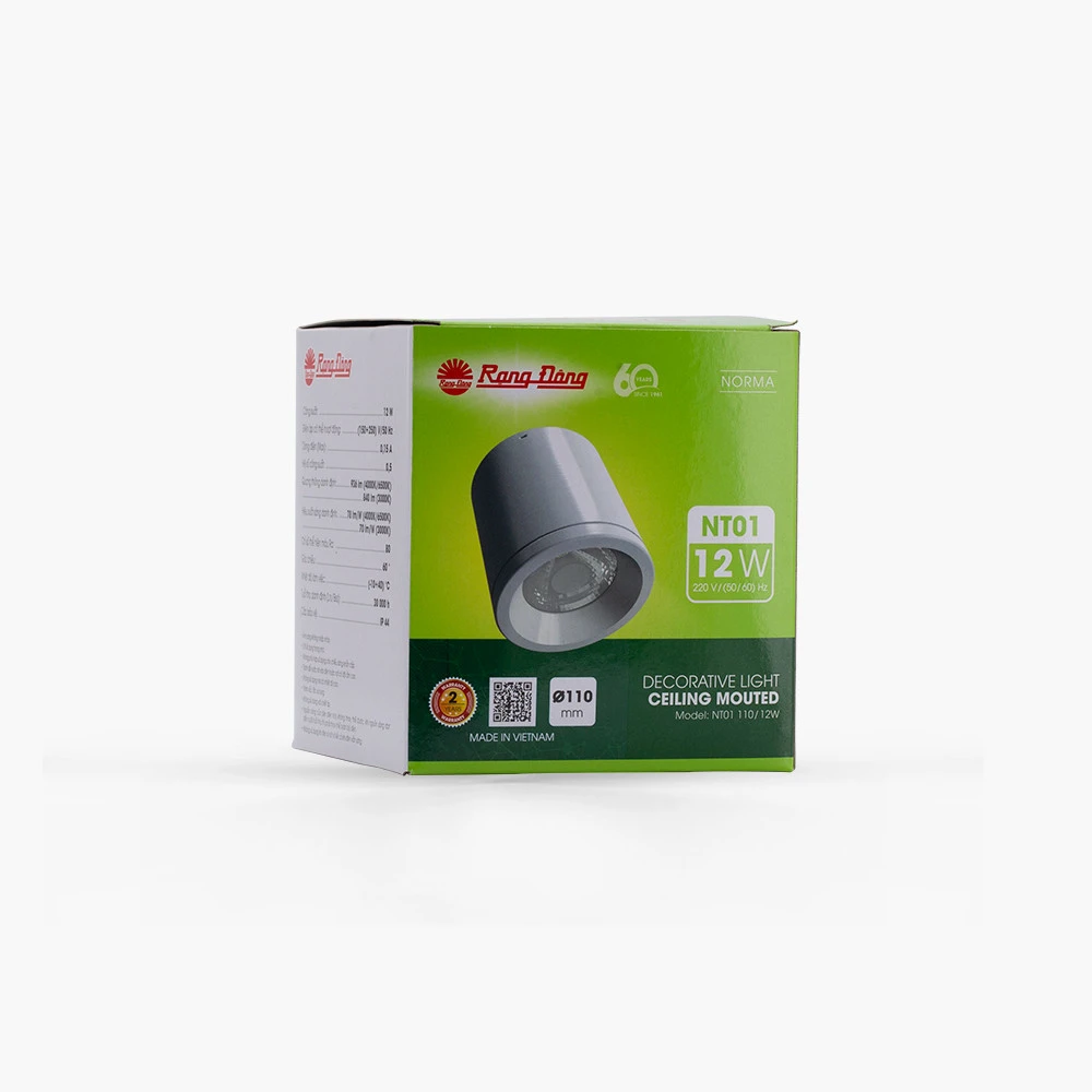 Đèn led ốp trần NT01 110/12W Rạng Đông