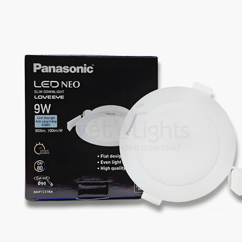 Đèn âm trần Panasonic NNP72378A Neo Slim 2G tròn 9W Ø90mm
