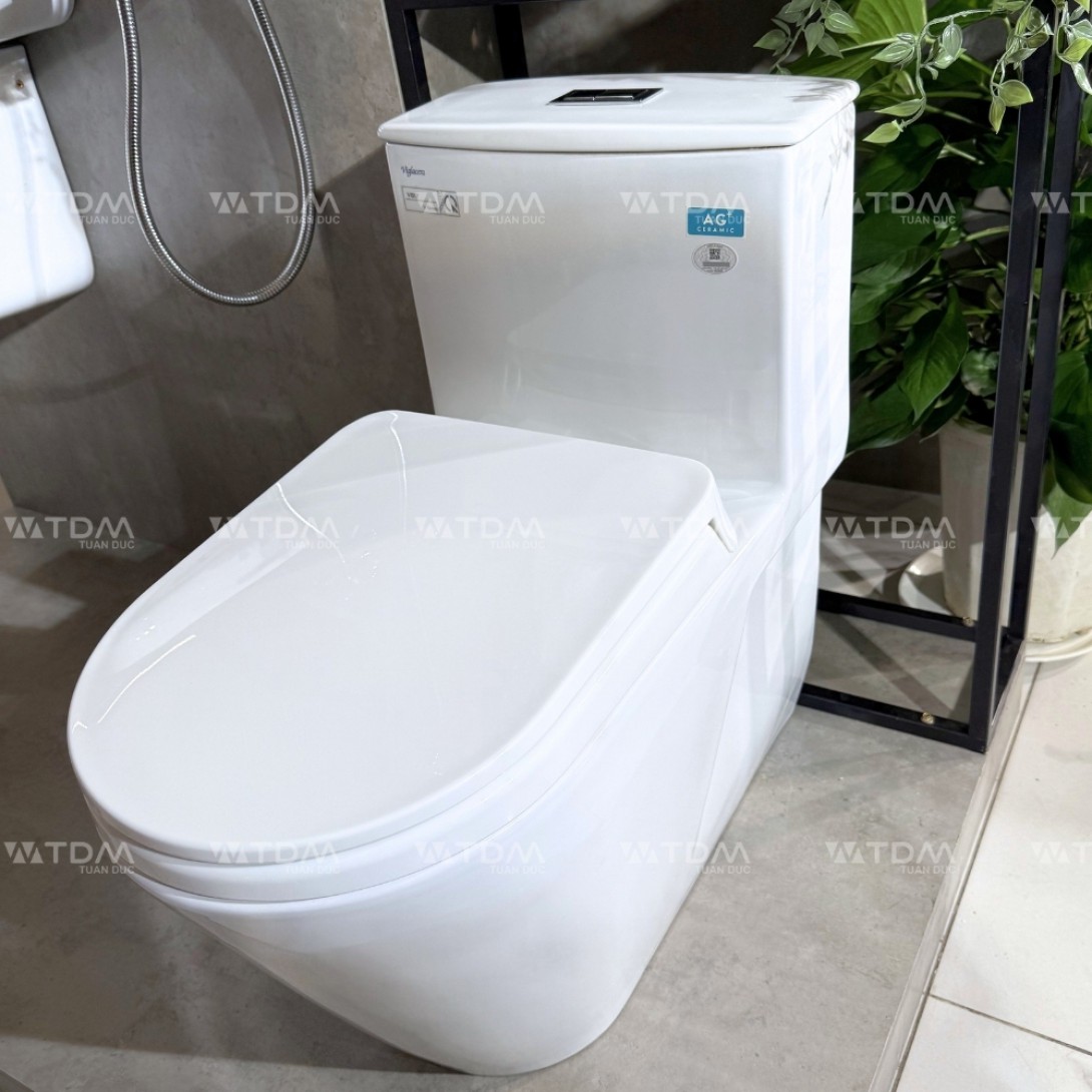 V817 Bồn Cầu Viglacera liền khối Xả Xoáy Nắp Êm