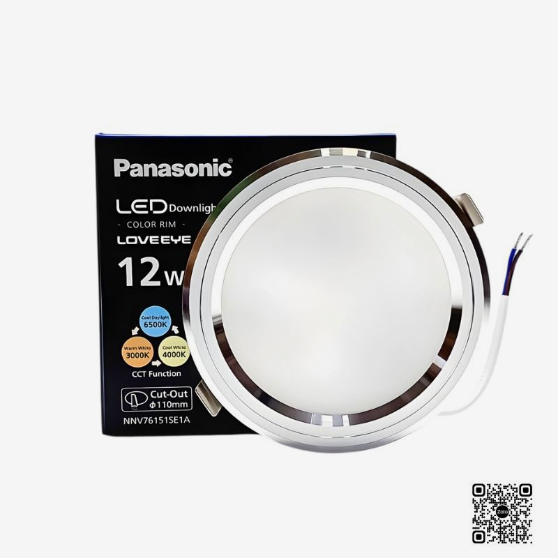 Đèn LED Âm Trần Panasonic Color Rim NNV76150SE1A Viền Bạc 9W | 3 Chế Độ Màu