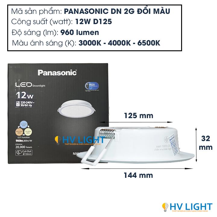 Đèn LED Âm Trần Panasonic DN 2G Tròn NNV70091WE1A 12W 3 Chế Độ