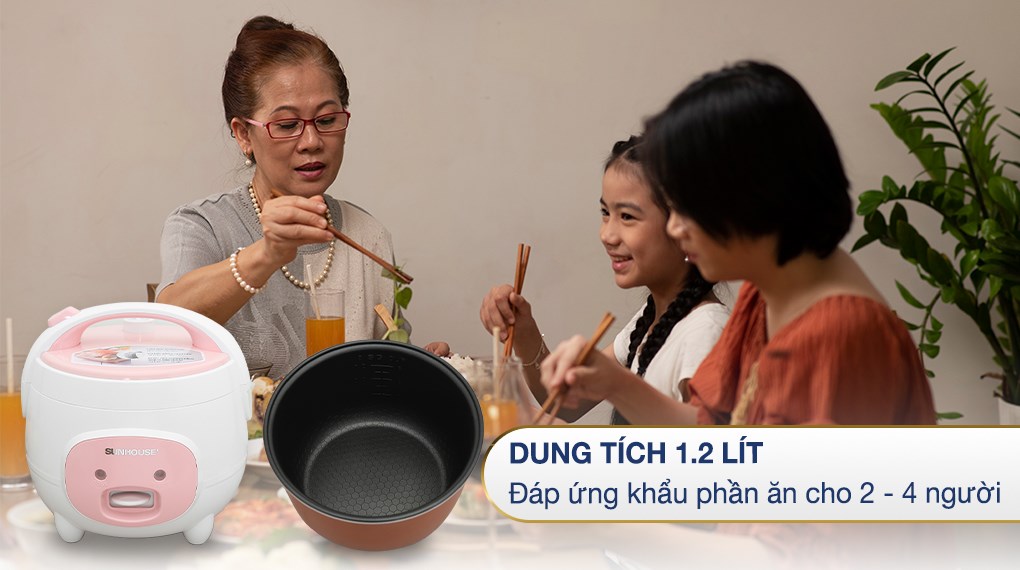 Nồi cơm nắp gài Sunhouse 1.2 lít SHD8217W