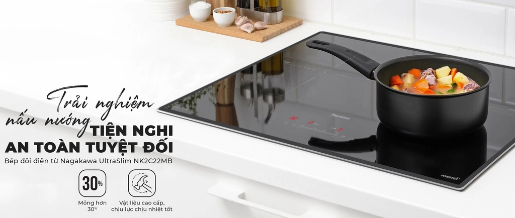 Bếp từ đôi Nagakawa UltraSlim NK2C22MB