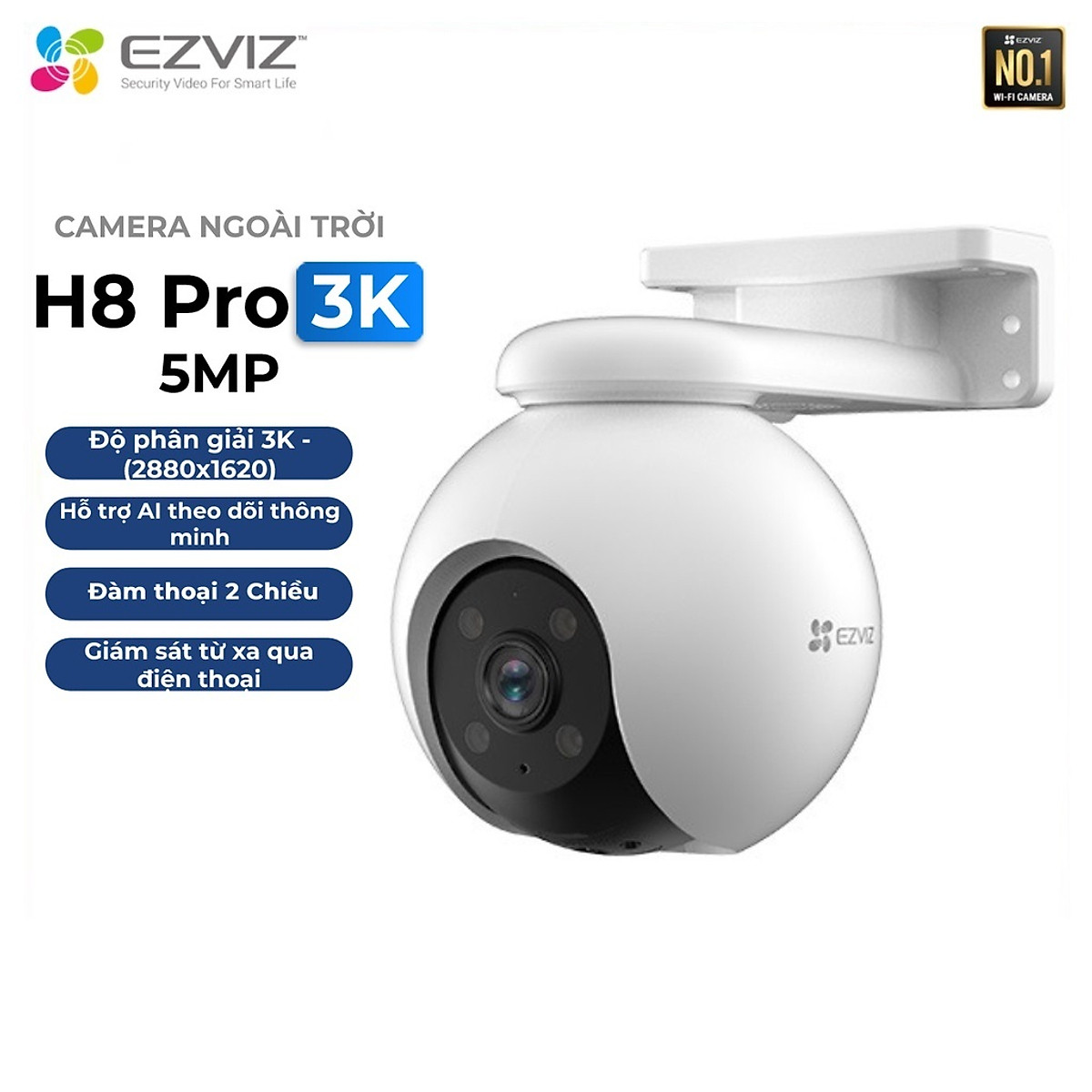 Camera WiFi quay quét ngoài trời EZVIZ H8 3K 5MP