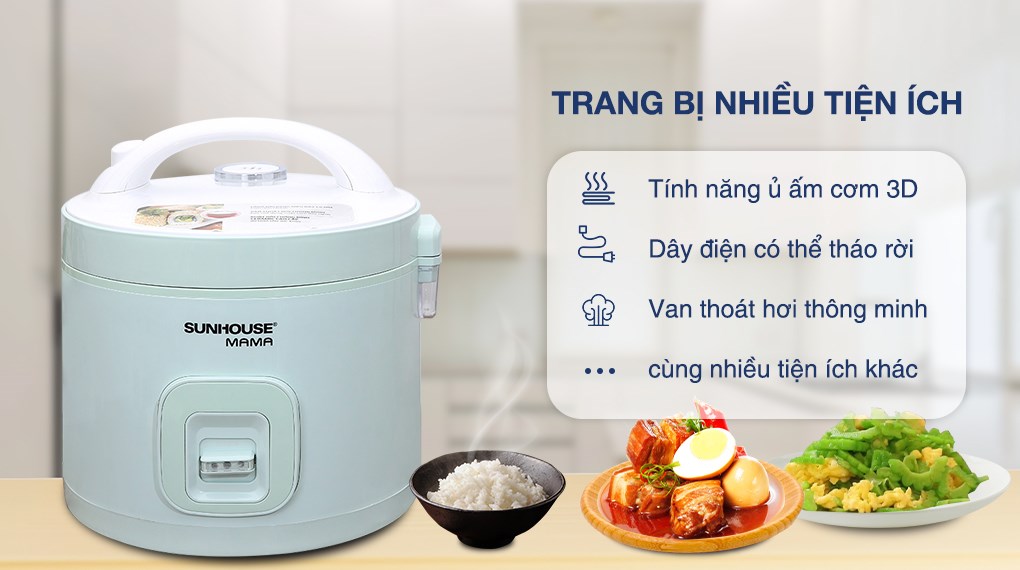 Nồi cơm nắp gài Sunhouse Mama 1.8 lít SHD8665B