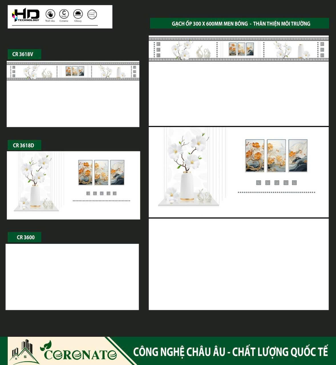 CR3618V gạch ốp tường thân Đậm 30*60