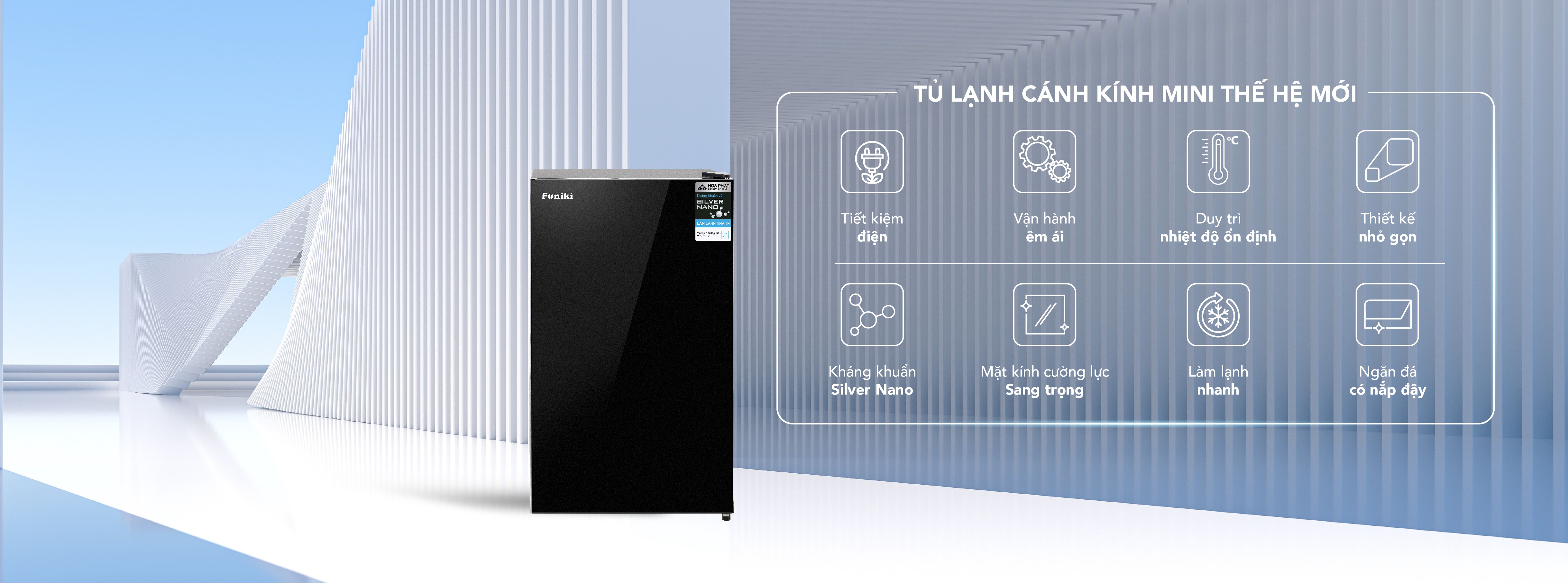 Tủ lạnh mini cánh kính HR S690GB 90 lít - Hoà Phát