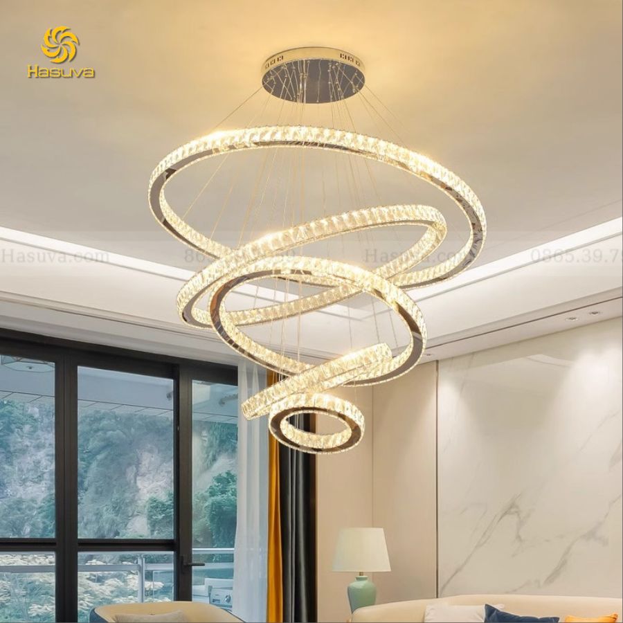 Đèn thả 5 vòng pha lê 15-25-35-50-60