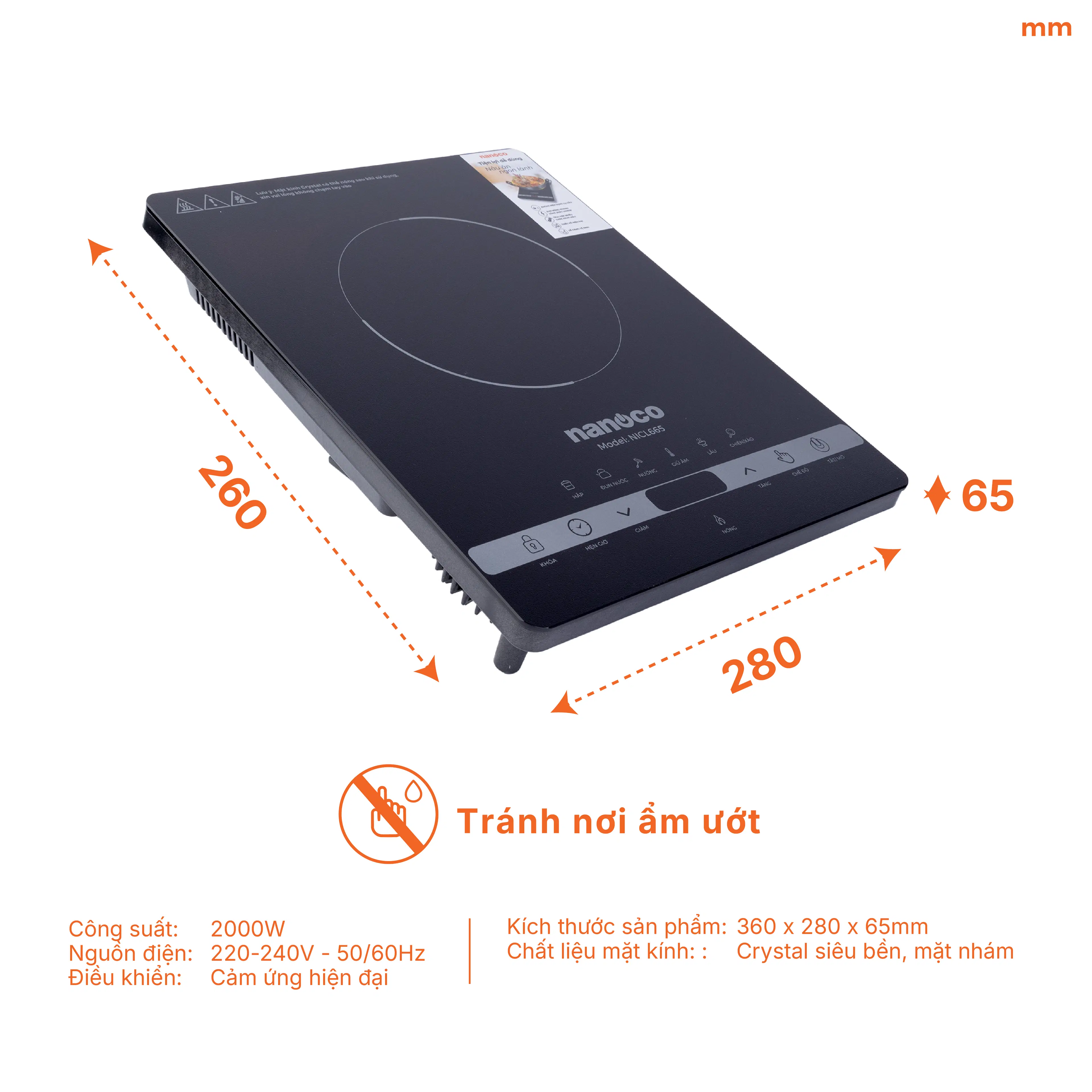 Bếp hồng ngoại 2000W NANOCO NICL665